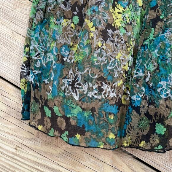 Essentiel Antwerp 100% Silk Green Floral Mini Skirt Tulle Lined Size 40 (U.S.10) - Picture 4 of 10